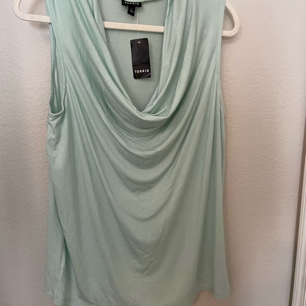 Torrid Mint Green Drape Neck Top Size 1